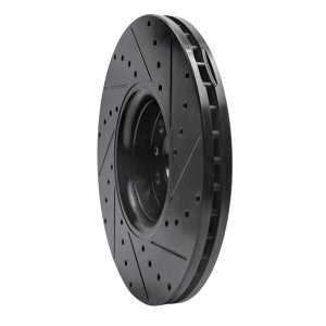 Volvo XC60 Brake Rotor (1) - Front Left - R1 Concepts - Drilled & Slotted - Black - `10-`16